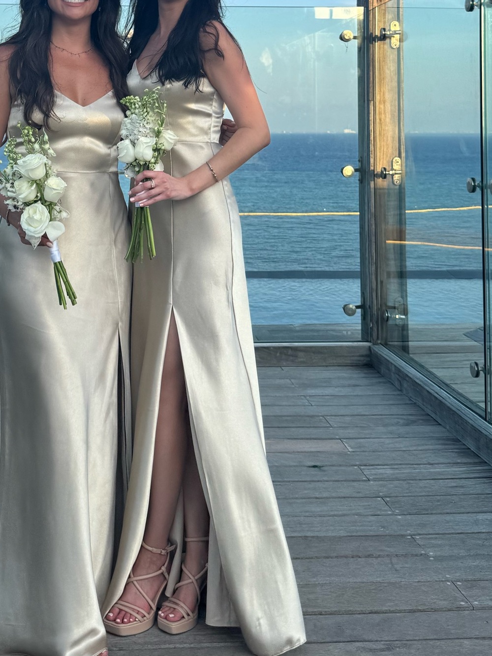 Birdy Grey Satin V-Neck Bridesmaid Dress in Champagne - Picture 3 of 4
